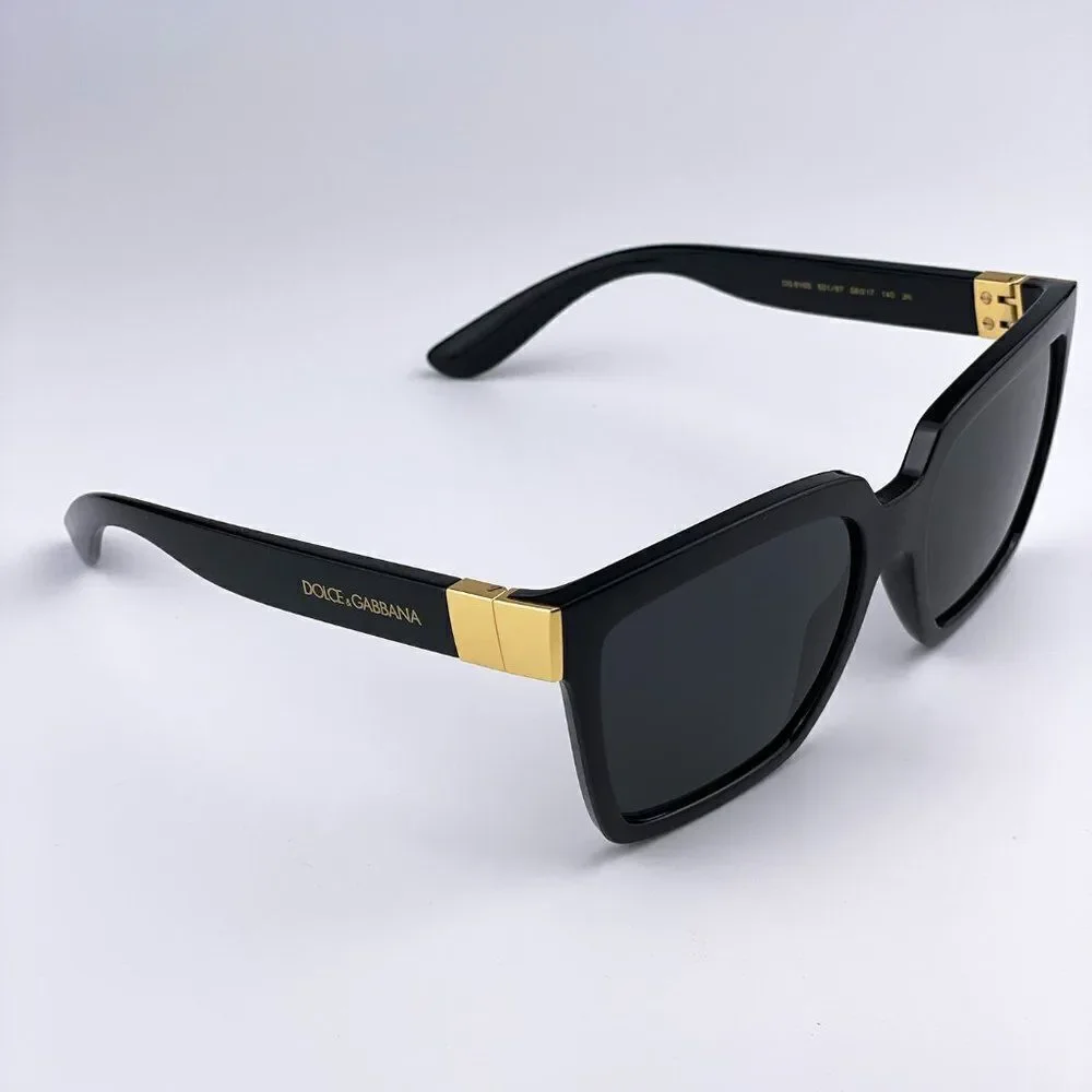 SALE! NEW D&G DG6165  501/87 Black Dark Gray Square Women Sunglasses